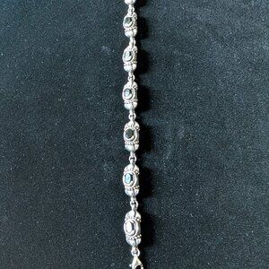 Women's Vintage Sterling Silver Onyx Bracelet 6.5"